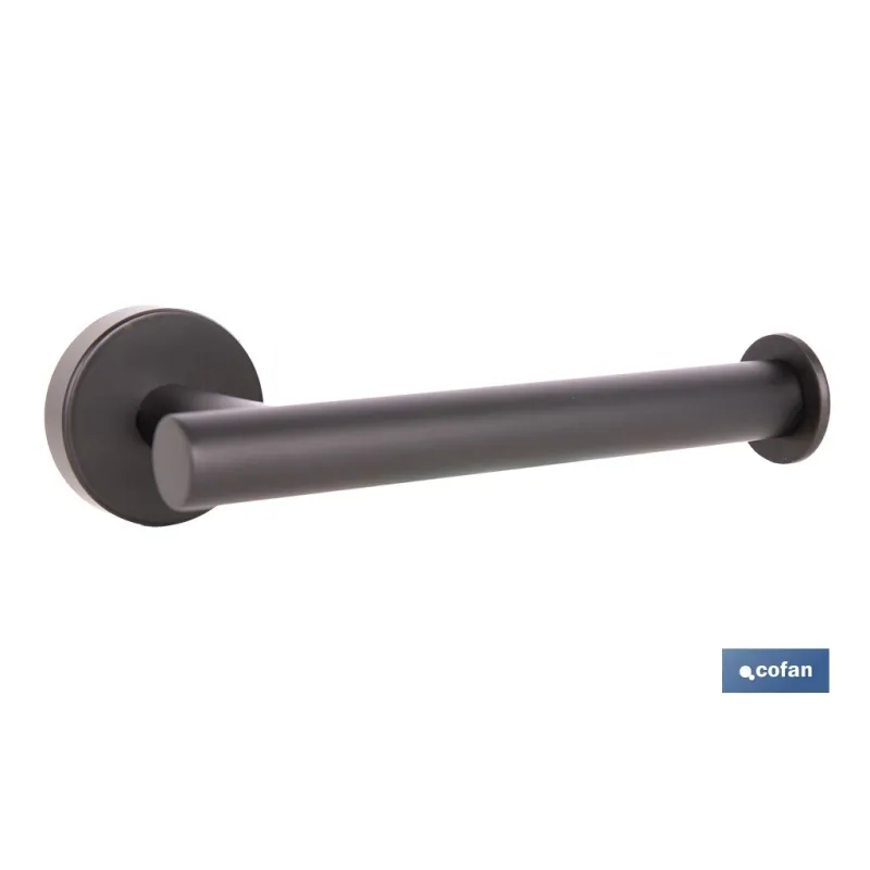 PORTARROLLOS/TOALLERO NEGRO MATE DE ACERO CON DISEÑO REDONDO GAMA RIBEIRA 16,5 X 8 X 5 CM