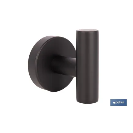 PERCHA NEGRA MATE DE ACERO CON DISEÑO REDONDO GAMA RIBEIRA 5 X 5 X 6 CM