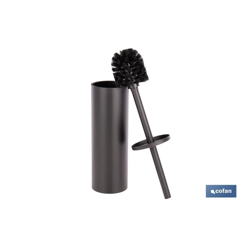 ESCOBILLERO PARA INODORO NEGRO MATE DE ACERO GAMA RIBEIRA 9,1 X 9,1 X 39 CM
