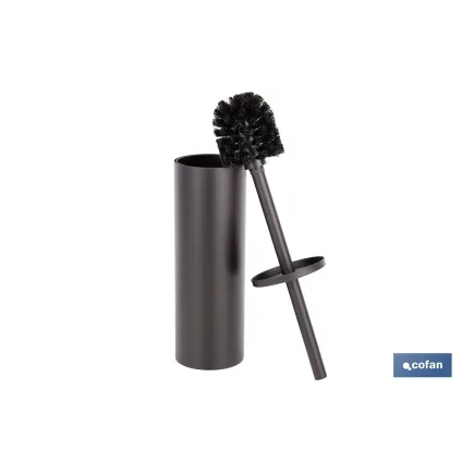 ESCOBILLERO PARA INODORO NEGRO MATE DE ACERO GAMA RIBEIRA 9,1 X 9,1 X 39 CM