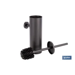 ESCOBILLERO DE PARED PARA INODORO NEGRO MATE DE ACERO GAMA RIBEIRA 9,1 X 12,9 X 39 CM