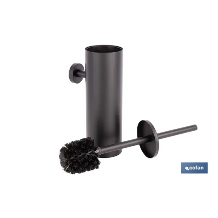 ESCOBILLERO DE PARED PARA INODORO NEGRO MATE DE ACERO GAMA RIBEIRA 9,1 X 12,9 X 39 CM