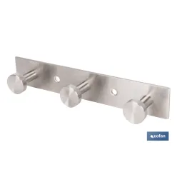 PERCHERO DE PARED DE ACERO INOXIDABLE 304 CON 3 POMOS 15,6 X 2,7 X 2,8 CM