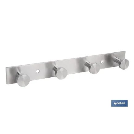 PERCHERO DE PARED DE ACERO INOXIDABLE 304 CON 4 POMOS 21,6 X 2,7 X 2,8 CM