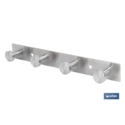 PERCHERO DE PARED DE ACERO INOXIDABLE 304 CON 4 POMOS 21,6 X 2,7 X 2,8 CM