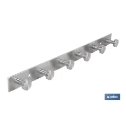PERCHERO DE PARED DE ACERO INOXIDABLE 304 CON 6 POMOS 33,51 X 2,7 X 2,8 CM