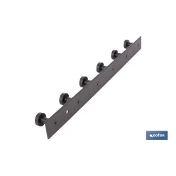 PERCHERO DE PARED NEGRO DE ACERO CON 6 POMOS 33,51 X 2,7 X 2,8 CM
