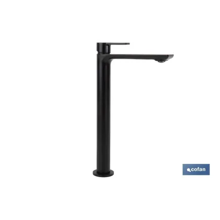 GRIFO ALTO MONOMANDO PARA LAVABO NEGRO MATE MODELO KERCH  25mm