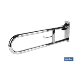 BARRA ABATIBLE PARA APOYO CON ACCESORIO DE PAPEL HIGIENICO 74 cm