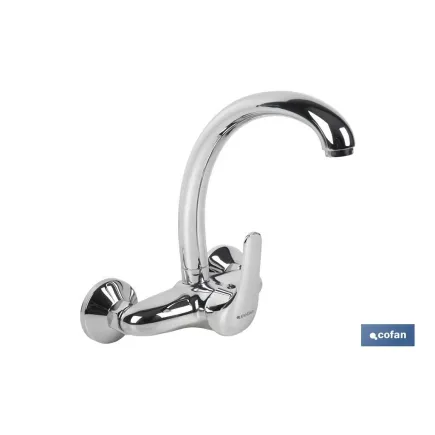 GRIFO DE COCINA/ LAVADERO MONOMANDO PARA PARED CON CAÑO ALTO