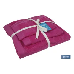 JUEGO DE 3  TOALLAS FUCSIA 580 G/M2  GAMA PRIMAVERA 30X50  50X100  70X140 CM