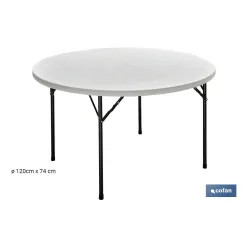 MESA REDONDA PLEGABLE BLANCA 120x74cm