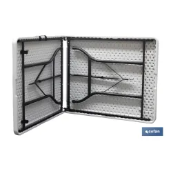 MESA PLEGABLE RECTANGULAR BLANCA CON BLOQUEO DE SEGURIDAD 180x75x72 CM