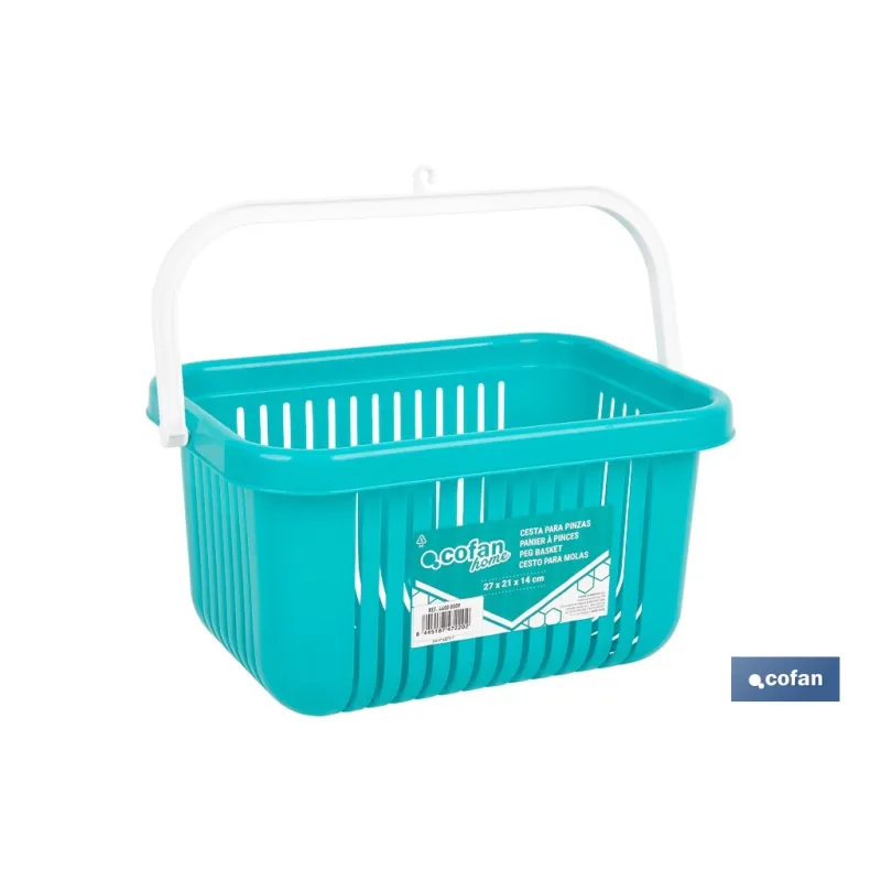 CESTA PARA PINZAS AZUL TURQUESA 27 X 21 X 14 CM