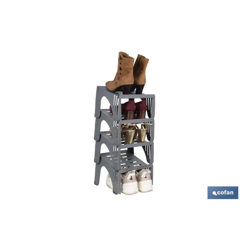 PACK DE 4 ORGANIZADORES DE ZAPATOS DE COLOR GRIS 26 X 26 X 19 CM