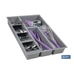 ORGANIZADOR PARA CAJÓN CON SEPARADORES DE COLOR GRIS 30 X 45 X 6,5 CM