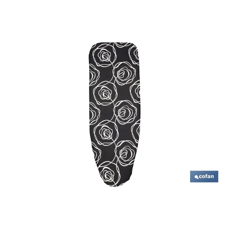 FUNDA ACOLCHADA PARA TABLA DE PLANCHAR 135 X 53 CM ROSAS NEGRAS