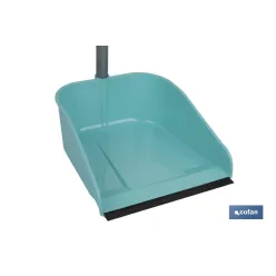 RECOGEDOR FIJO CON GOMA Y  MANGO METÁLICO VERDE AGUA 25 X 23.5 X 85 CM