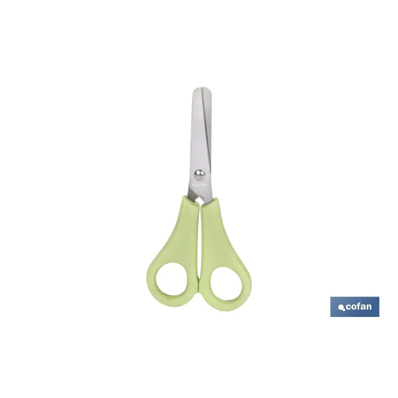 TIJERA ESCOLAR CON PUNTA REDONDA DE COLOR VERDE 13,3 CM