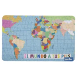 FELPUDO CON ESTAMPADO DIGITAL EL MUNDO 40 X 60 CM