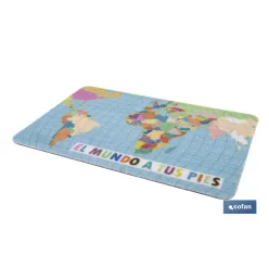 FELPUDO CON ESTAMPADO DIGITAL EL MUNDO 40 X 60 CM