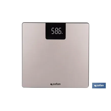 BÁSCULA DE BAÑO DIGITAL DE COLOR PIEDRA CON PANTALLA LED 30 X 30 X 2,2 CM