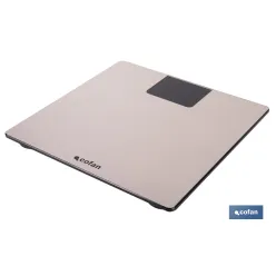 BÁSCULA DE BAÑO DIGITAL DE COLOR PIEDRA CON PANTALLA LED 30 X 30 X 2,2 CM