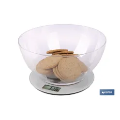BÁSCULA DE COCINA DIGITAL CON CUENCO DE CAPACIDAD 3,8 L 10 KILOS Ø25,5 X 14 CM