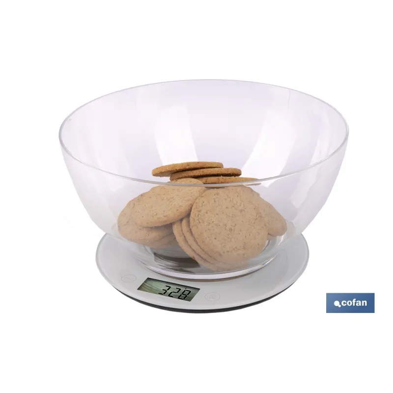 BÁSCULA DE COCINA DIGITAL CON CUENCO DE CAPACIDAD 3,8 L 10 KILOS Ø25,5 X 14 CM