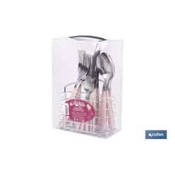 SET DE CUBIERTOS 24 PIEZAS ACERO INOXIDABLE COLOR ROSA