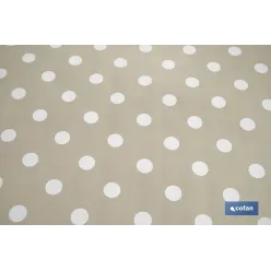 ROLLO DE MANTEL ANTIMANCHAS DE LUNARES BEIGE 1,40 X 20 M