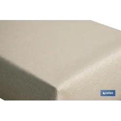 ROLLO DE MANTEL ANTIMANCHAS RESINADO TEXTURA BEIGE 60 % ALGODÓN, 40 % POLIÉSTER 1,40 X 20 M