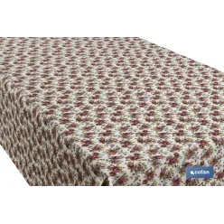 ROLLO DE MANTEL ANTIMANCHAS RESINADO 50% ALGODON/50% POLIESTER. ROSAS 1,40 x 25 M