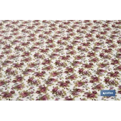ROLLO DE MANTEL ANTIMANCHAS RESINADO 50% ALGODON/50% POLIESTER. ROSAS 1,40 x 25 M