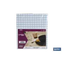 MANTEL ANTIMANCHAS CUADROS AZULES 1,40 X 1,80