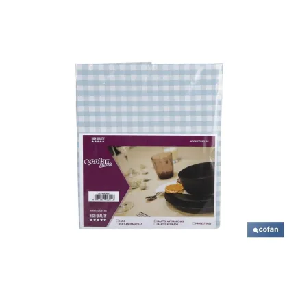 MANTEL ANTIMANCHAS CUADROS AZULES 1,40 X 2,00