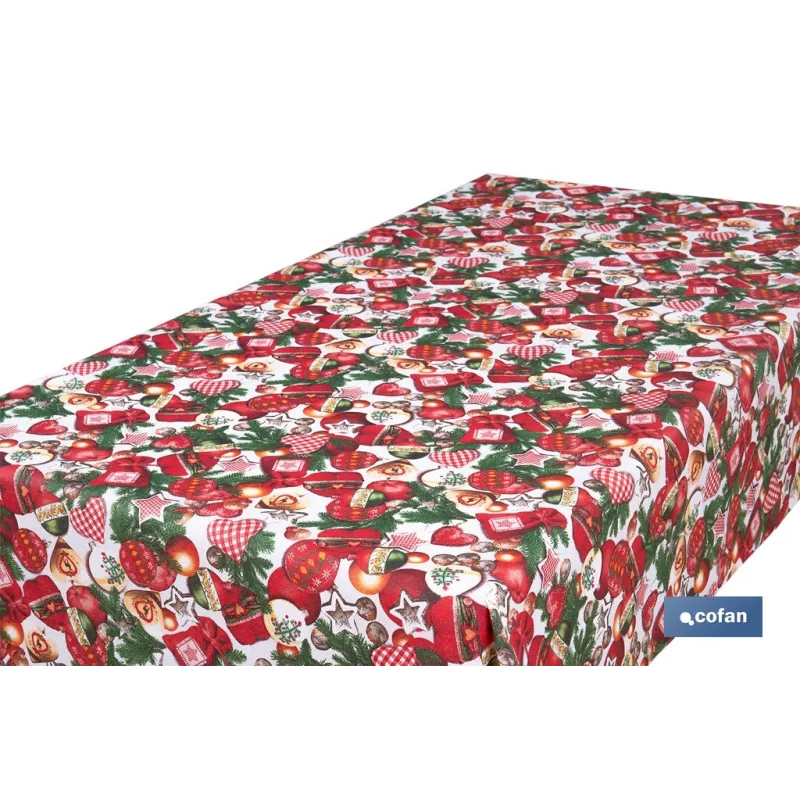 ROLLO DE MANTEL RESINADO ANTIMANCHAS ENCANTO NAVIDEÑO 75% ALGODÓN 25% POLIÉSTER 1,40 X 15 M