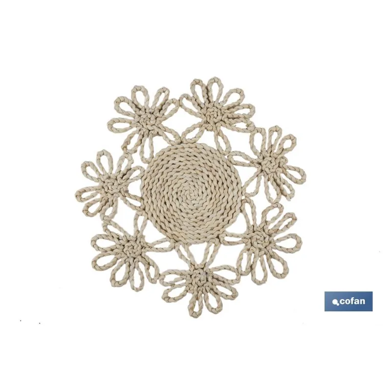 BAJOPLATO FORMA FLOR  FIBRA NATURAL MEDIDA 35 CM