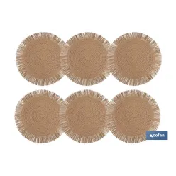 BAJOPLATO REDONDO FLECOS DE COLOR NATURAL MEDIDA 38 CM