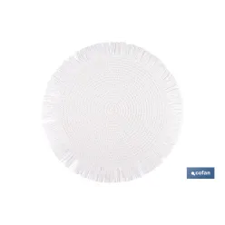 BAJOPLATO REDONDO FLECOS DE COLOR BLANCO MEDIDA 38 CM