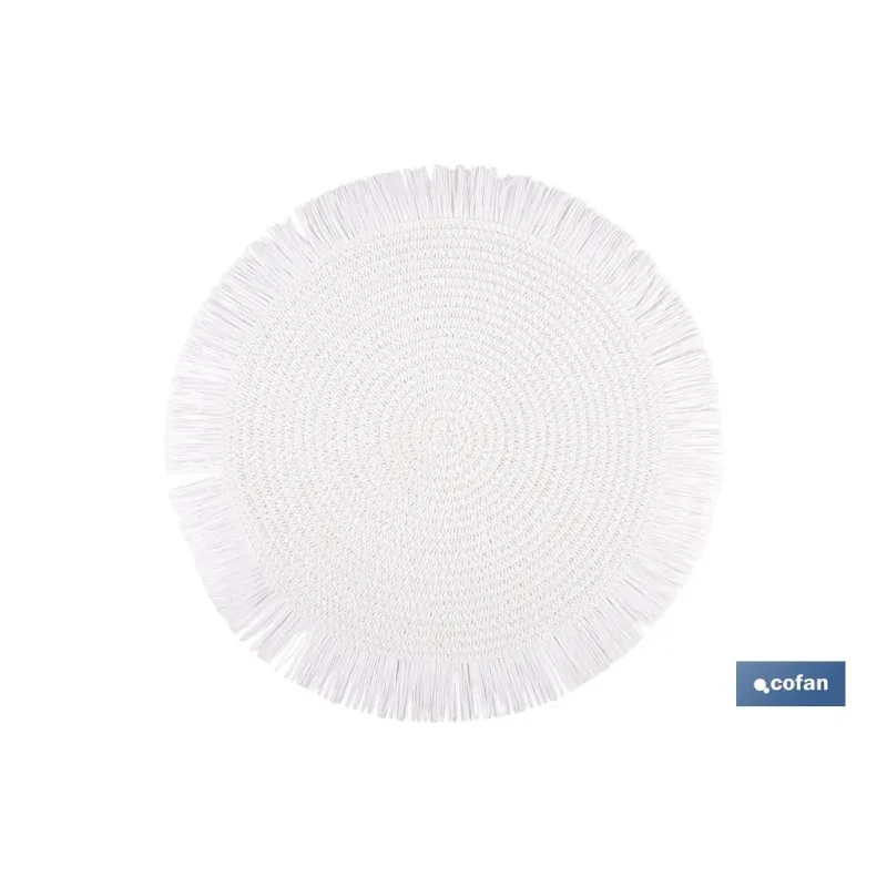 BAJOPLATO REDONDO FLECOS DE COLOR BLANCO MEDIDA 38 CM