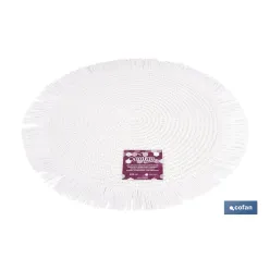 BAJOPLATO REDONDO FLECOS DE COLOR BLANCO MEDIDA 38 CM