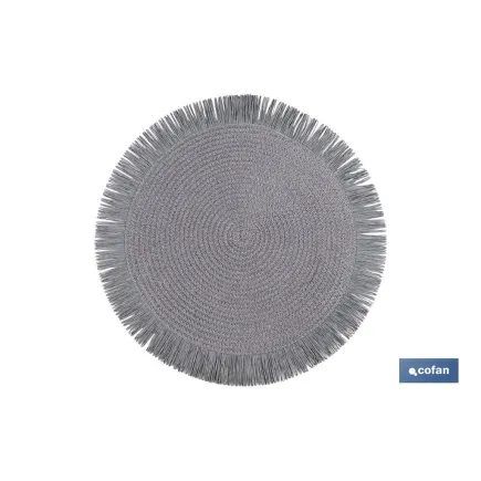 BAJOPLATO REDONDO FLECOS DE COLOR GRIS  MEDIDA 38 CM