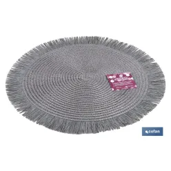 BAJOPLATO REDONDO FLECOS DE COLOR GRIS  MEDIDA 38 CM