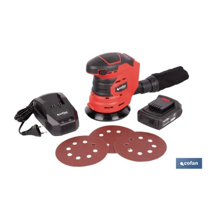 LIJADORA ORBITAL A BATERÍA Li-ion 20 V 125 MM 10000 RPM