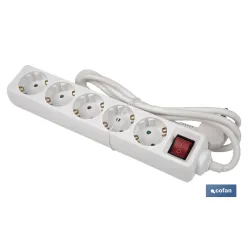 BASE MÚLTIPLE 5T. 1,4M CABLE C/INT. (16A-250V)