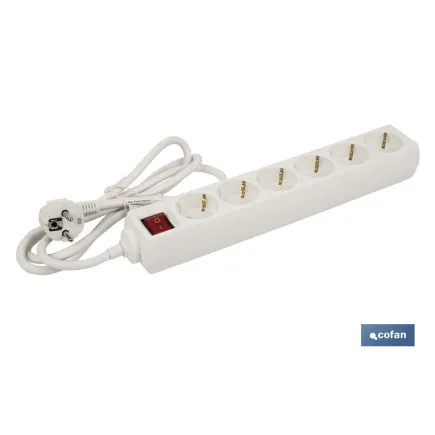 BASE MÚLTIPLE 6T. 1,4M CABLE C/INT. (16A-250V)