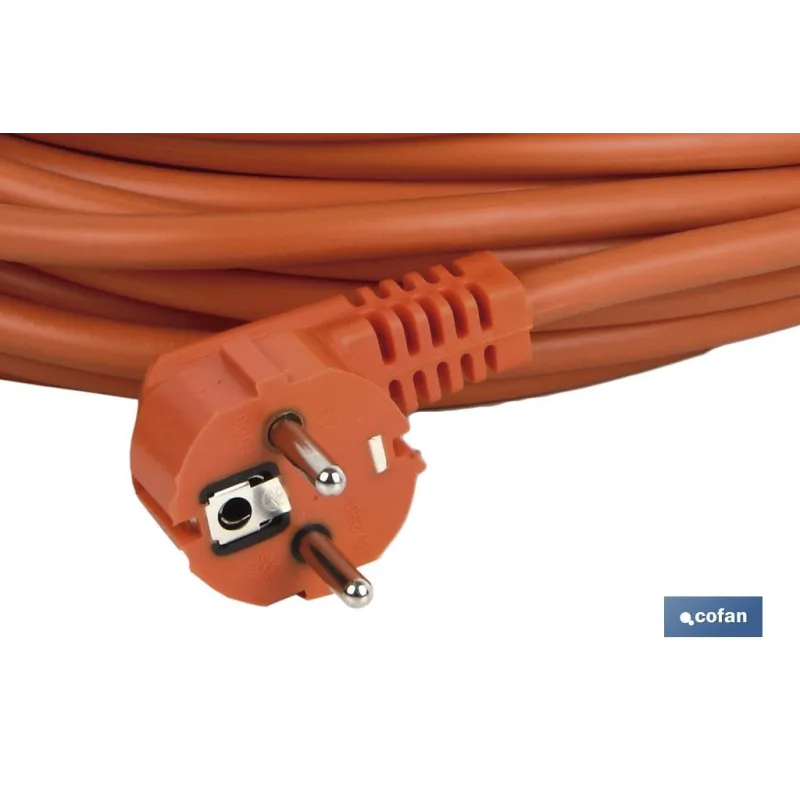 PROLONGADOR BIPOLAR CON T/T LATERAL 16A250V CABLE 25M NARANJA