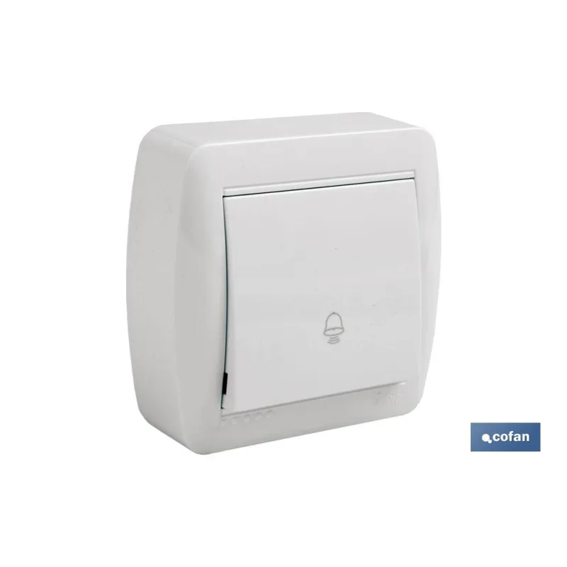 PULSADOR CAMPANA SUPERFICIE MODELO ATLANTIS 10A BLANCO