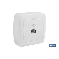 BASE TELEFONO RJ11 SUPERFICIE BLANCO MODELO ATLANTIS